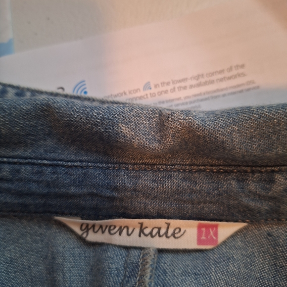 Elegant Lace Trim Denim Button Down Shirt - Picture 7 of 9